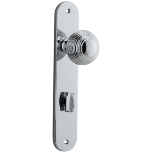 Door Knob Guildford Oval Privacy Polished Chrome CTC85mm H230xW40xP60mm in Polished Chrome