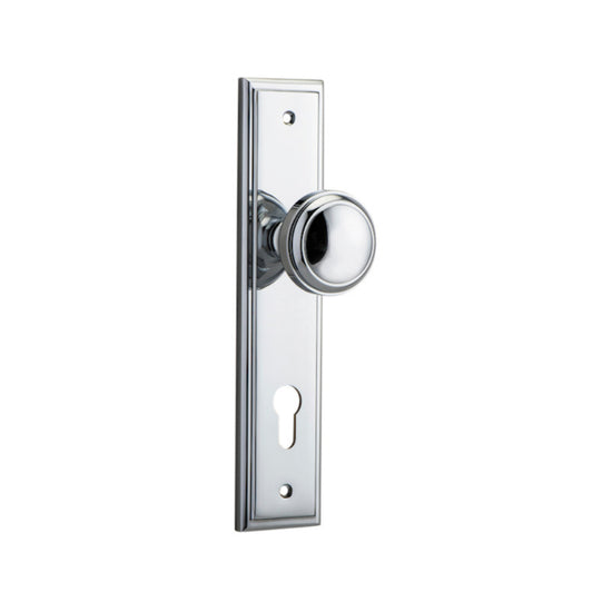 Door Knob Paddington Stepped Euro Polished Chrome CTC85mm H237xW50xP68mm in Polished Chrome