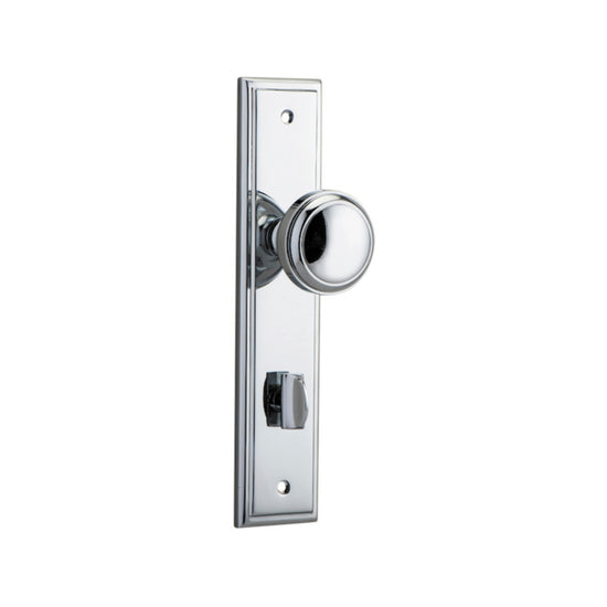 Door Knob Paddington Stepped Privacy Polished Chrome CTC85mm H237xW50xP68mm in Polished Chrome