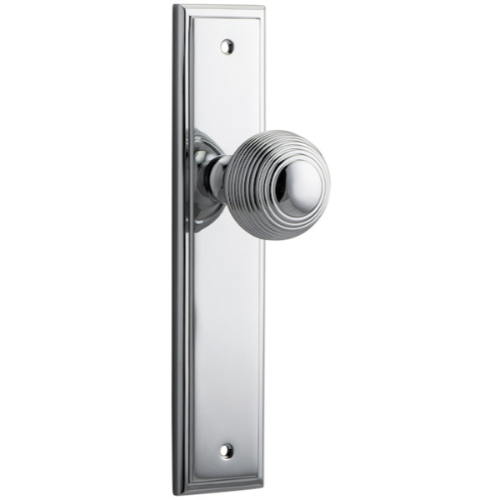 Door Knob Guildford Stepped Latch Polished Chrome H237xW50xP60mm in Polished Chrome