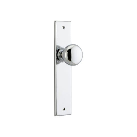 Door Knob Cambridge Chamfered Latch Polished Chrome H240xW50xP63mm in Polished Chrome