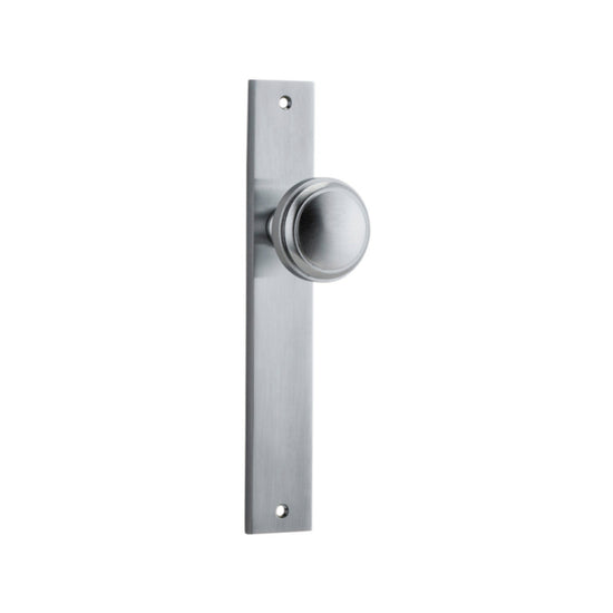 Door Knob Paddington Rectangular Latch Brushed Chrome H240xW38xP68mm in Brushed Chrome