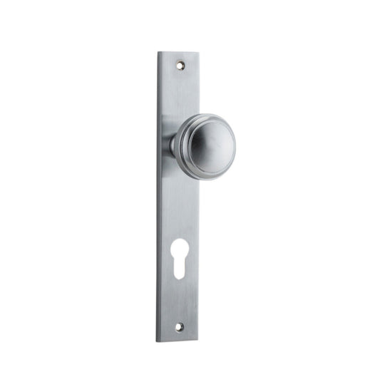 Door Knob Paddington Rectangular Euro Brushed Chrome CTC85mm H240xW38xP68mm in Brushed Chrome