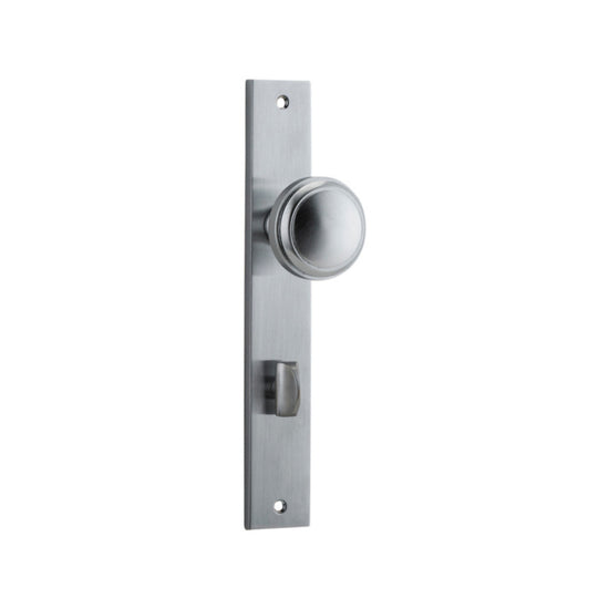 Door Knob Paddington Rectangular Privacy Brushed Chrome CTC85mm H240xW38xP68mm in Brushed Chrome