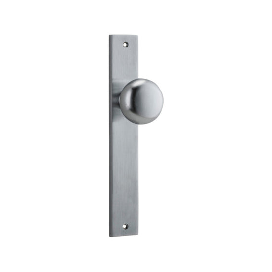 Door Knob Cambridge Rectangular Latch Brushed Chrome H240xW38xP67mm in Brushed Chrome