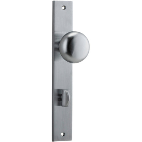 Door Knob Cambridge Rectangular Privacy Brushed Chrome CTC85mm H240xW38xP67mm in Brushed Chrome