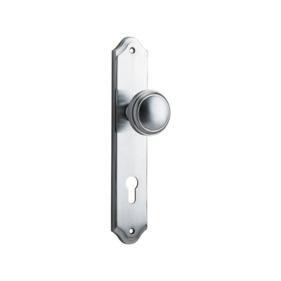 Door Knob Paddington Shouldered Euro Brushed Chrome CTC85mm H237xW50xP68mm in Brushed Chrome