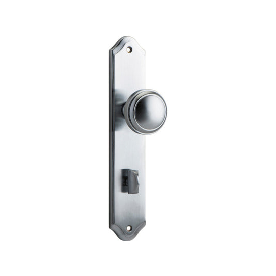 Door Knob Paddington Shouldered Privacy Brushed Chrome CTC85mm H237xW50xP68mm in Brushed Chrome