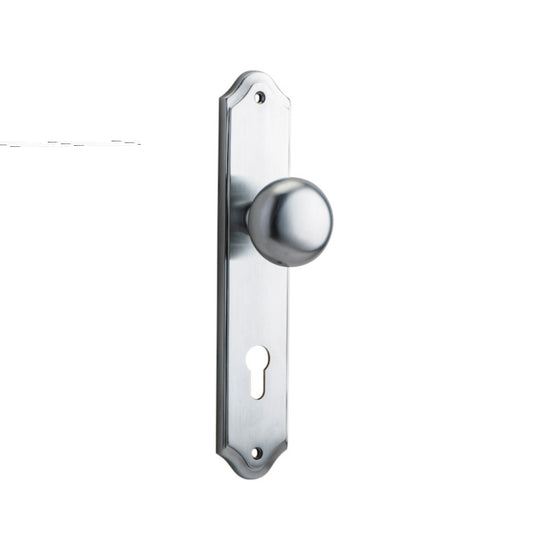 Door Knob Cambridge Shouldered Euro Brushed Chrome CTC85mm H237xW50xP67mm in Brushed Chrome