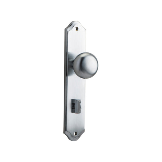 Door Knob Cambridge Shouldered Privacy Brushed Chrome CTC85mm H237xW50xP67mm in Brushed Chrome