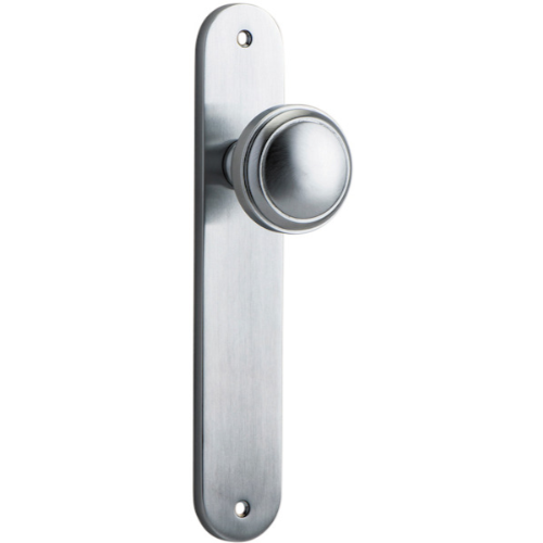 Door Knob Paddington Oval Latch Brushed Chrome H237xW50xP68mm in Brushed Chrome