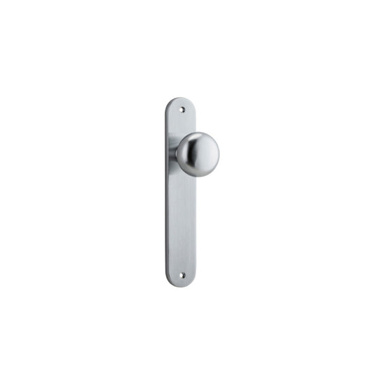 Door Knob Cambridge Oval Latch Brushed Chrome H230xW40xP67mm in Brushed Chrome