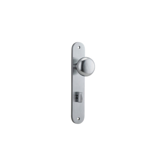 Door Knob Cambridge Oval Privacy Brushed Chrome CTC85mm H230xW40xP67mm in Brushed Chrome