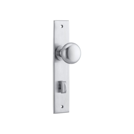 Door Knob Cambridge Chamfered Privacy Brushed Chrome H240xW50xP63mm in Brushed Chrome