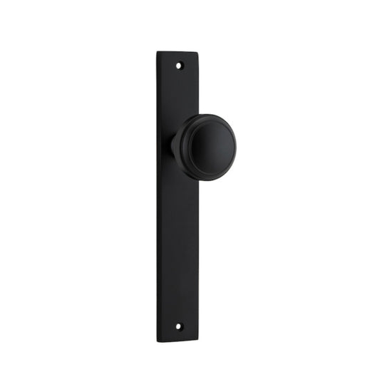 Door Knob Paddington Rectangular Latch Matt Black H240xW38xP68mm in Matt Black