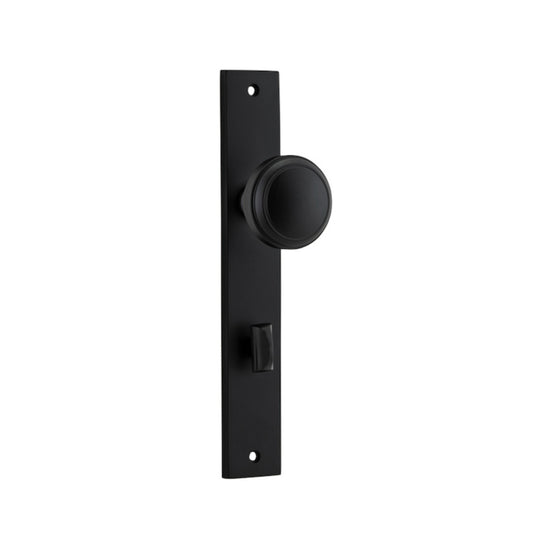 Door Knob Paddington Rectangular Privacy Matt Black CTC85mm H240xW38xP68mm in Matt Black