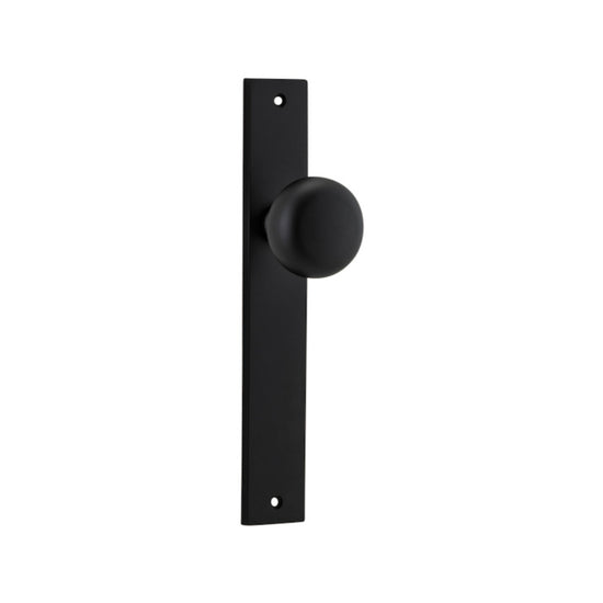 Door Knob Cambridge Rectangular Latch Matt Black H240xW38xP67mm in Matt Black