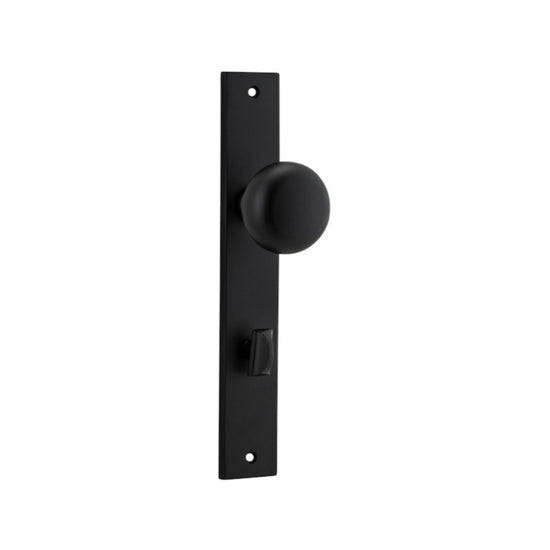 Door Knob Cambridge Rectangular Privacy Matt Black CTC85mm H240xW38xP67mm in Matt Black