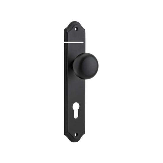 Door Knob Cambridge Shouldered Euro Matt Black CTC85mm H237xW50xP67mm in Matt Black