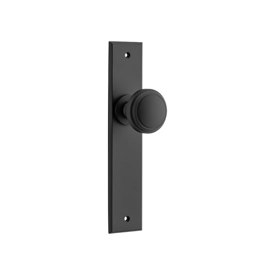 Door Knob Paddington Chamfered Latch Matt Black H240xW50xP63mm in Matt Black