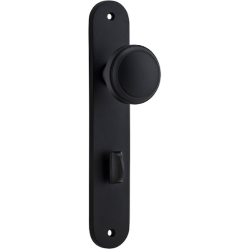 Door Knob Paddington Oval Privacy Matt Black CTC85mm H237xW50xP68mm in Matt Black