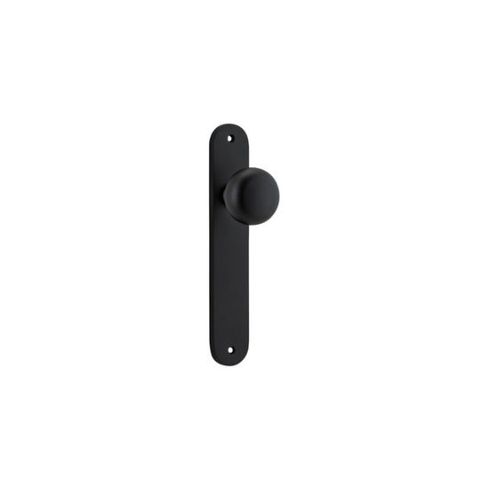 Door Knob Cambridge Oval Latch Matt Black H230xW40xP67mm in Matt Black