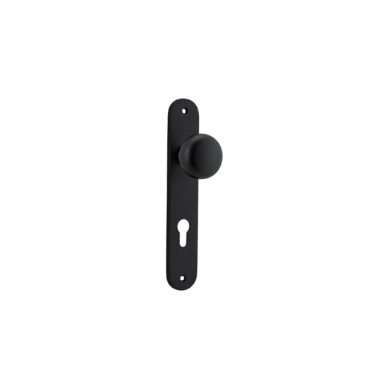 Door Knob Cambridge Oval Euro Matt Black CTC85mm H230xW40xP67mm in Matt Black