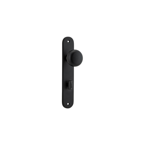 Door Knob Cambridge Oval Privacy Matt Black CTC85mm H230xW40xP67mm in Matt Black