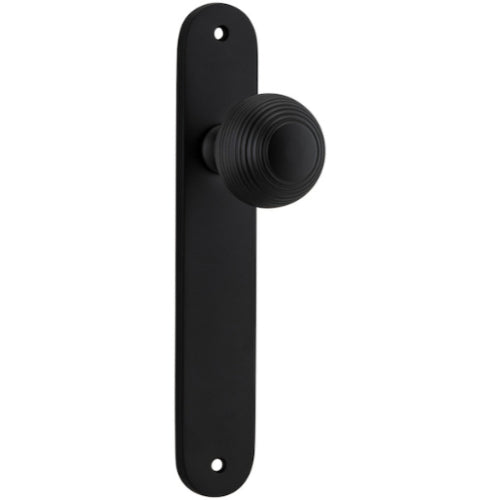 Door Knob Guildford Oval Latch Matt Black H230xW40xP60mm in Matt Black