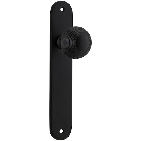 Door Knob Guildford Oval Latch Matt Black H230xW40xP60mm in Matt Black