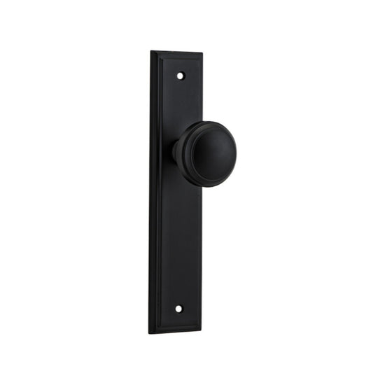 Door Knob Paddington Stepped Latch Matt Black H237xW50xP68mm in Matt Black