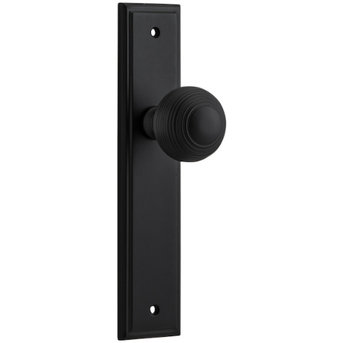 Door Knob Guildford Stepped Latch Matt Black H237xW50xP60mm in Matt Black