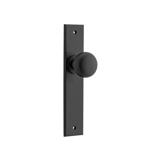 Door Knob Cambridge Chamfered Latch Matt Black H240xW50xP63mm in Matt Black