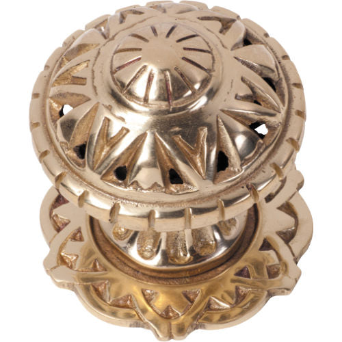 Centre Door Knob Filigree PB P86mm Backplate 85mm in Polished Brass