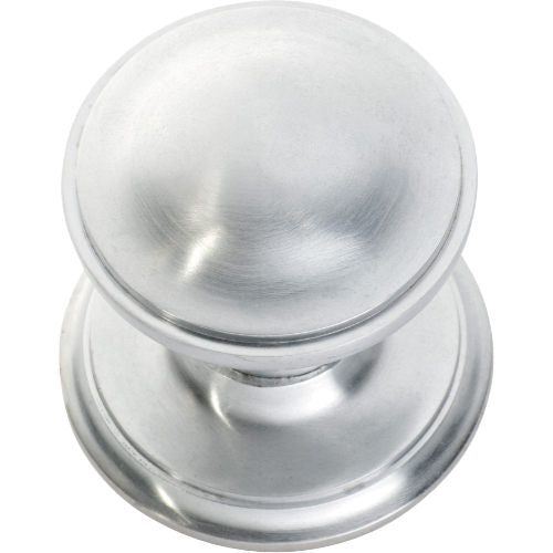 Centre Door Knob Round Satin Chrome P86mm Backplate 85mm in Satin Chrome