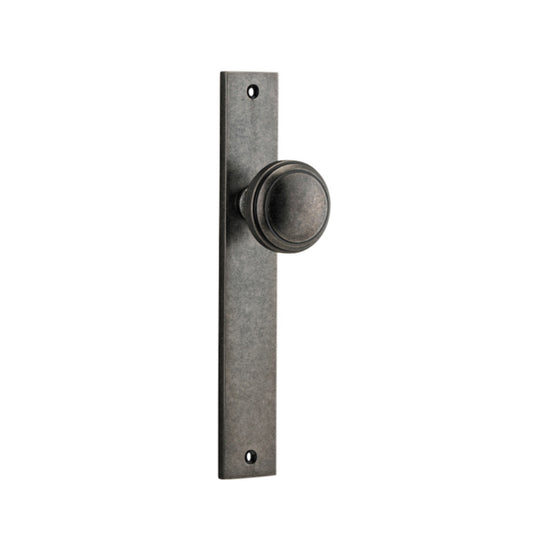 Door Knob Paddington Rectangular Latch Distressed Nickel H240xW38xP68mm in Distressed Nickel