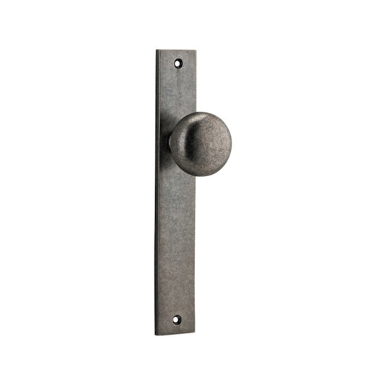 Door Knob Cambridge Rectangular Latch Distressed Nickel H240xW38xP67mm in Distressed Nickel