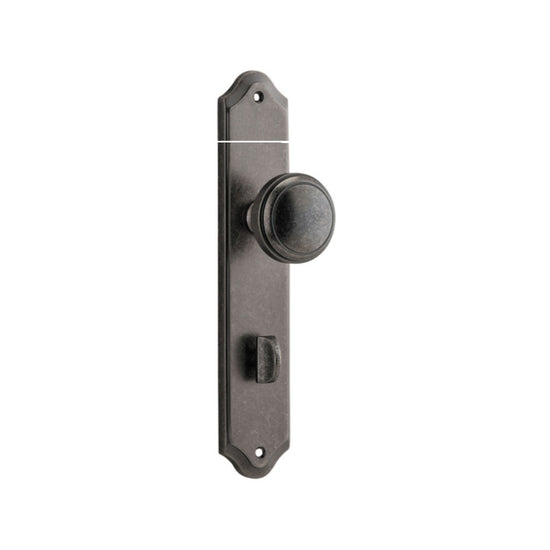 Door Knob Paddington Shouldered Privacy Distressed Nickel CTC85mm H237xW50xP68mm in Distressed Nickel