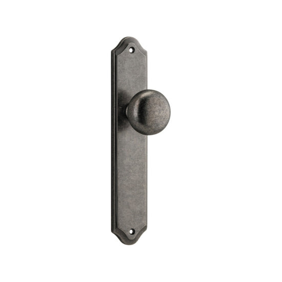 Door Knob Cambridge Shouldered Latch Distressed Nickel H237xW50xP67mm in Distressed Nickel