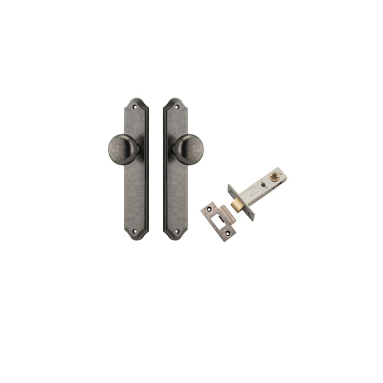 Door Knob Cambridge Shouldered Latch Distressed Nickel H240xW50xP67mm Passage Kit, Tube Latch Split Cam 'T' Striker Distressed Nickel Backset 60mm in Distressed Nickel