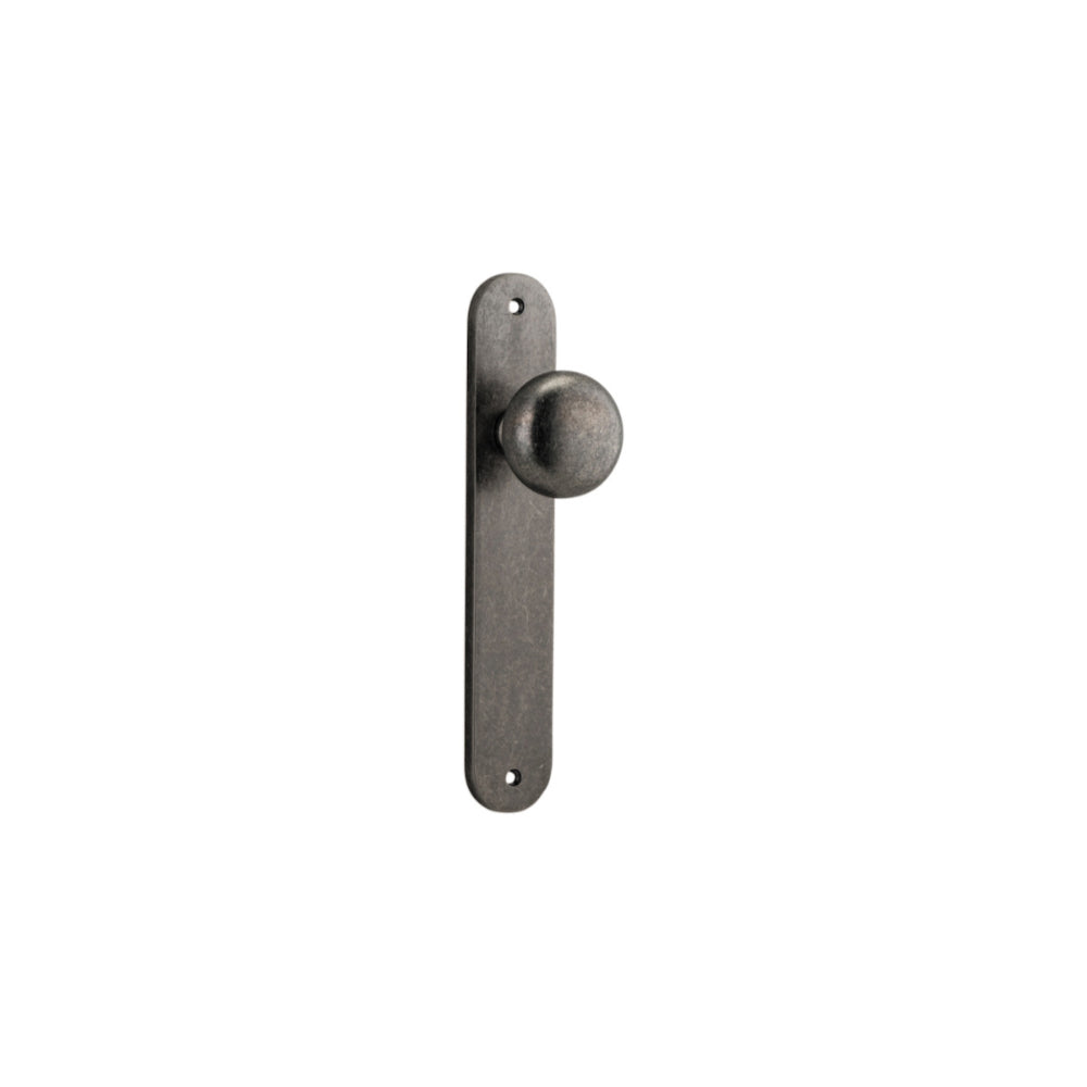 Door Knob Cambridge Oval Latch Distressed Nickel H230xW40xP67mm in Distressed Nickel