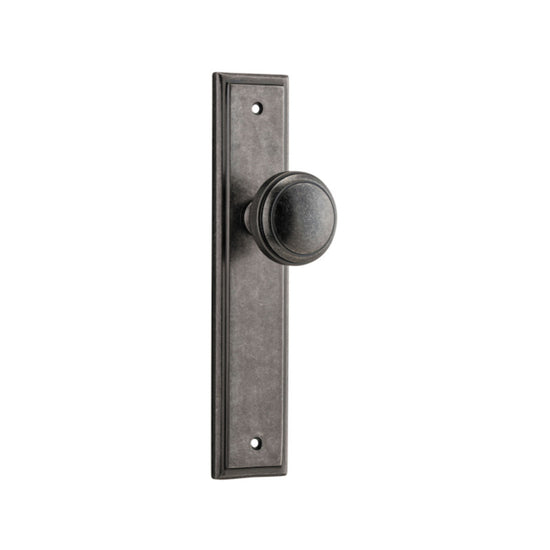 Door Knob Paddington Stepped Latch Distressed Nickel H237xW50xP68mm in Distressed Nickel