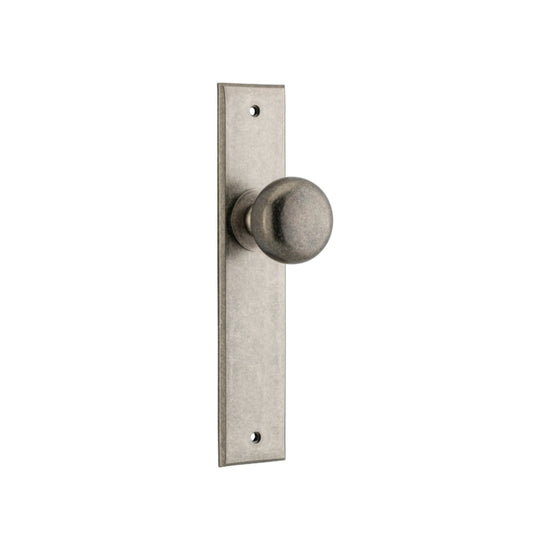 Door Knob Cambridge Chamfered Latch Distressed Nickel H240xW50xP63mm in Distressed Nickel