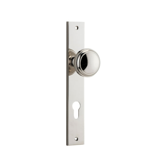 Door Knob Paddington Rectangular Euro Polished Nickel CTC85mm H240xW38xP68mm in Polished Nickel