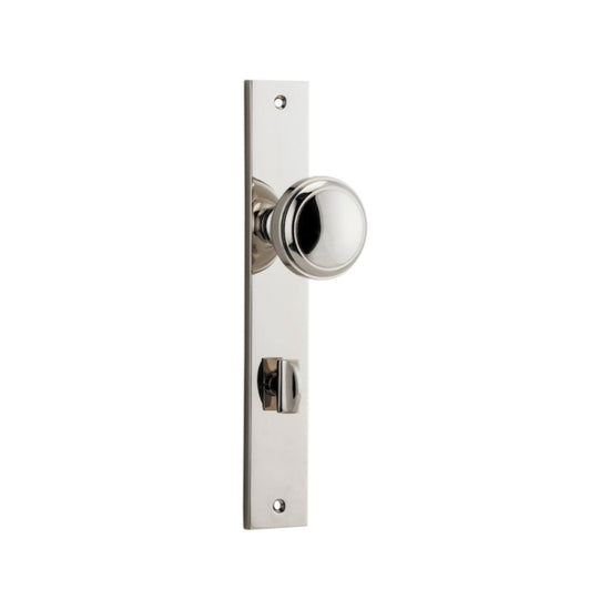 Door Knob Paddington Rectangular Privacy Polished Nickel CTC85mm H240xW38xP68mm in Polished Nickel