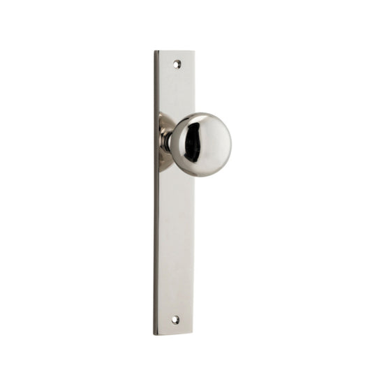 Door Knob Cambridge Rectangular Latch Polished Nickel H240xW38xP67mm in Polished Nickel