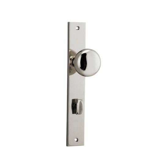 Door Knob Cambridge Rectangular Privacy Polished Nickel CTC85mm H240xW38xP67mm in Polished Nickel