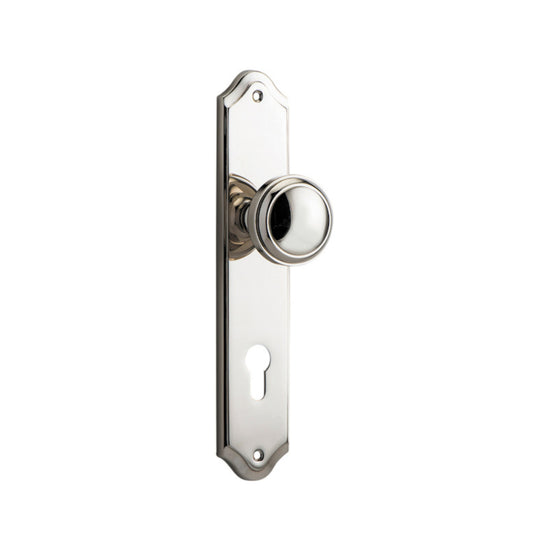 Door Knob Paddington Shouldered Euro Polished Nickel CTC85mm H237xW50xP68mm in Polished Nickel