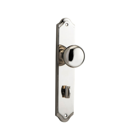 Door Knob Cambridge Shouldered Privacy Polished Nickel CTC85mm H237xW50xP67mm in Polished Nickel