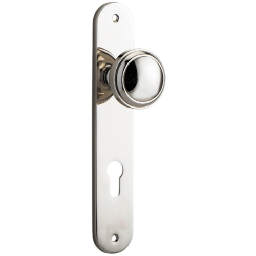 Door Knob Paddington Oval Euro Polished Nickel CTC85mm H237xW50xP68mm in Polished Nickel